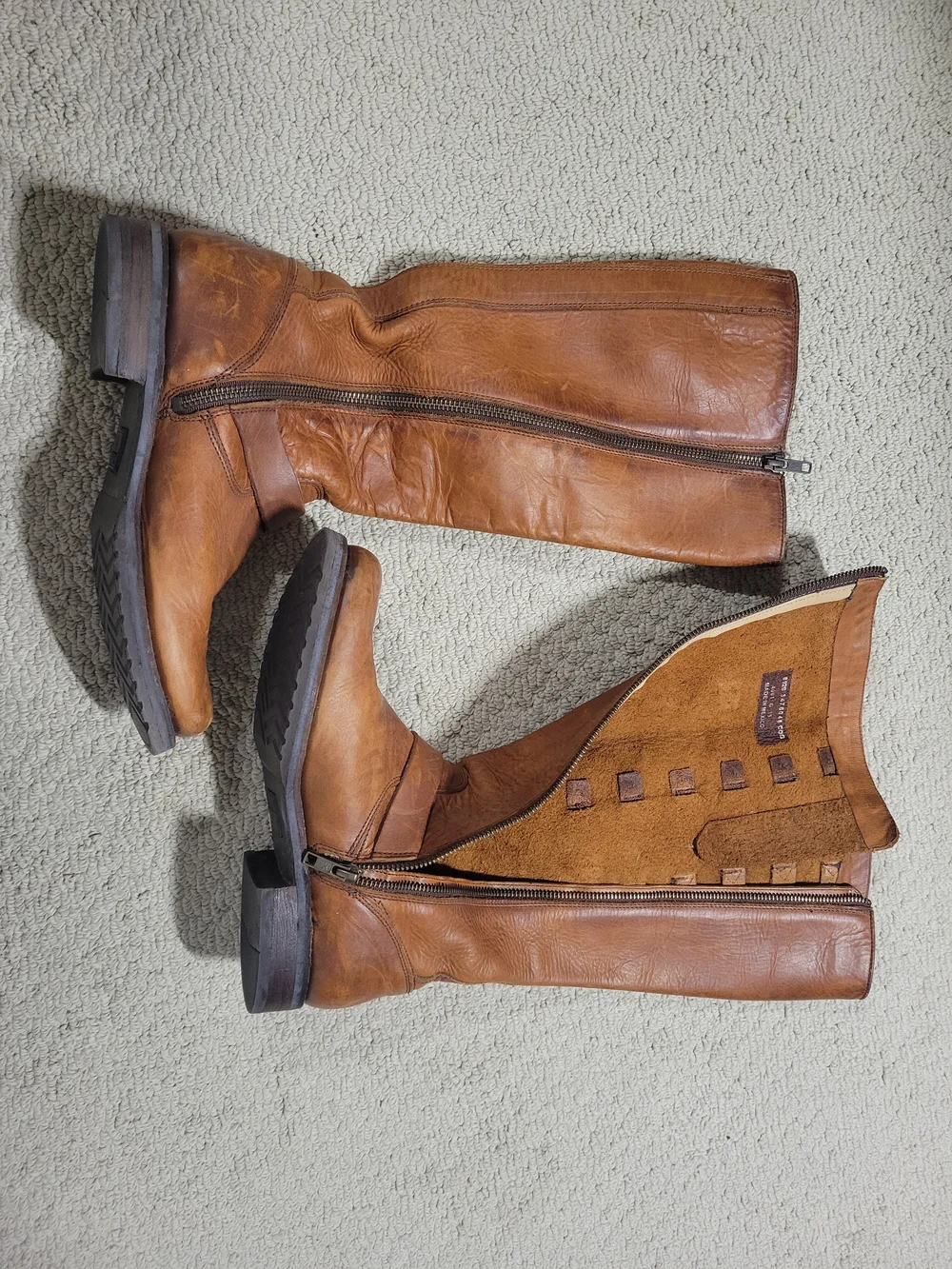 Frye Cognac Leather Over-the-Knee Buckle Boots